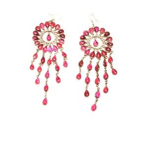 Genuine Garnet Stone Dangling Earrings